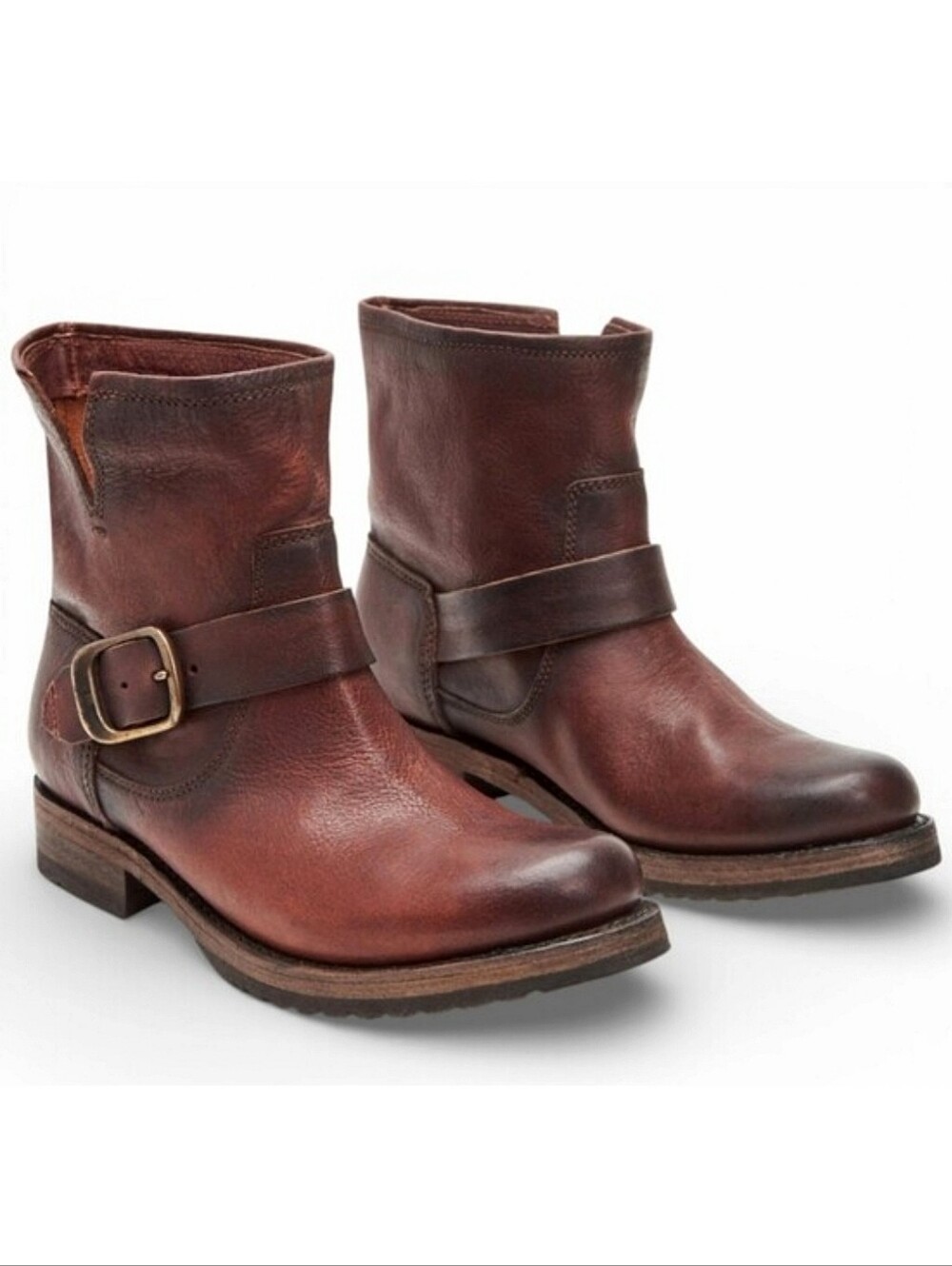 Frye Veronica Bootie Redwood Leather Moto Boots Size 8.5 Moto Western Boho Chic